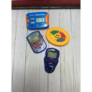 Lot of 4 Vintage Electronic Handheld Games TESTED Hangman Simon Solitaire Word